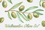 Watercolor Olive Set