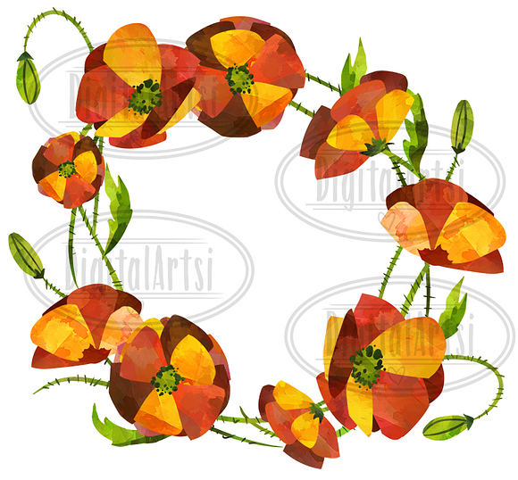 Watercolor Poppies Clipart in Illustrations - product preview 1