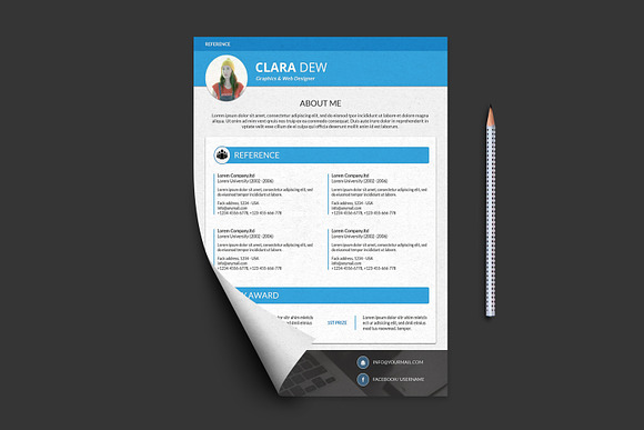 Clean Resume Template-V027 in Resume Templates - product preview 1