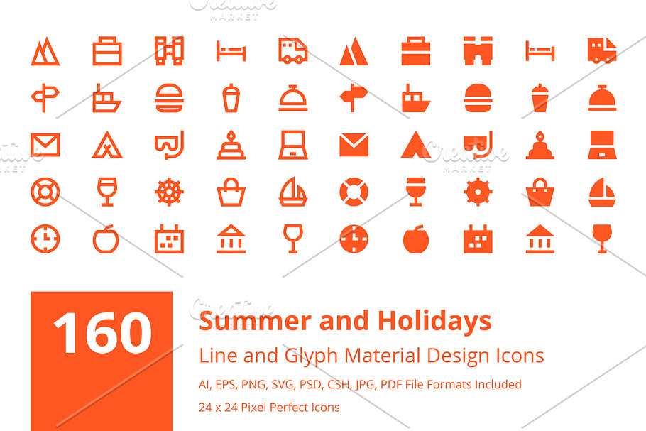 Summer and Holidays Material Icons
