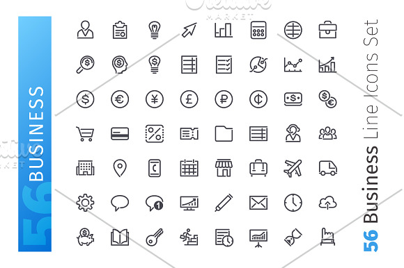 Business Line Icons Set in Calendar Icons - product preview 1