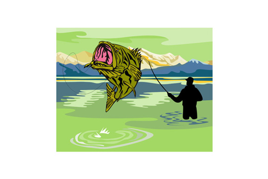 Largemouth Bass Jumping in Illustrations - product preview 8