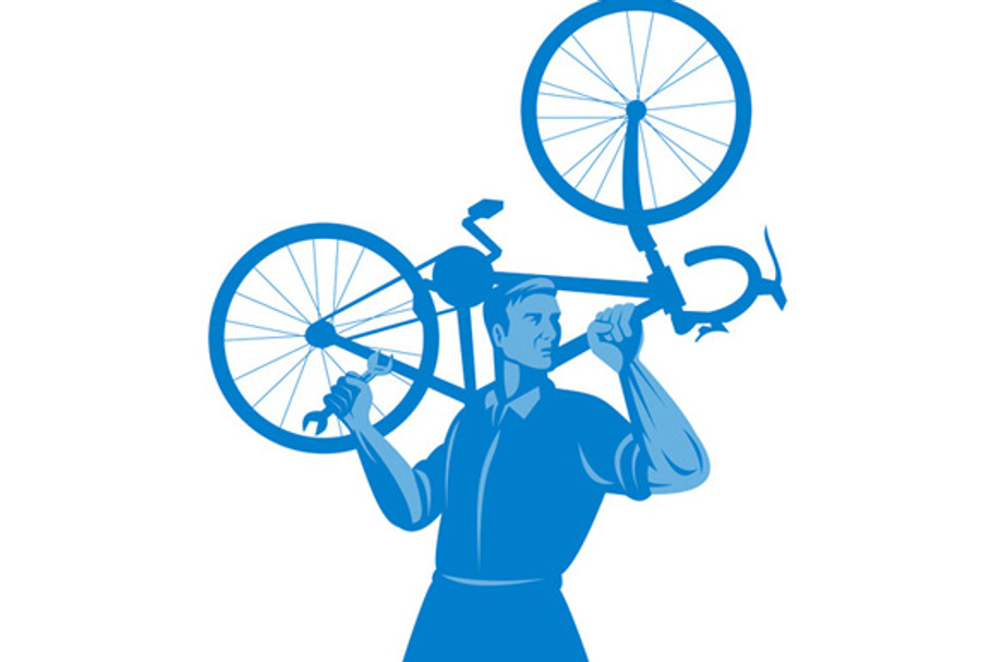 Cyclist Mechanic Spanner Bicycle in Illustrations - product preview 8