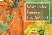 15 Watercolor Pumpkin Clip Art Set