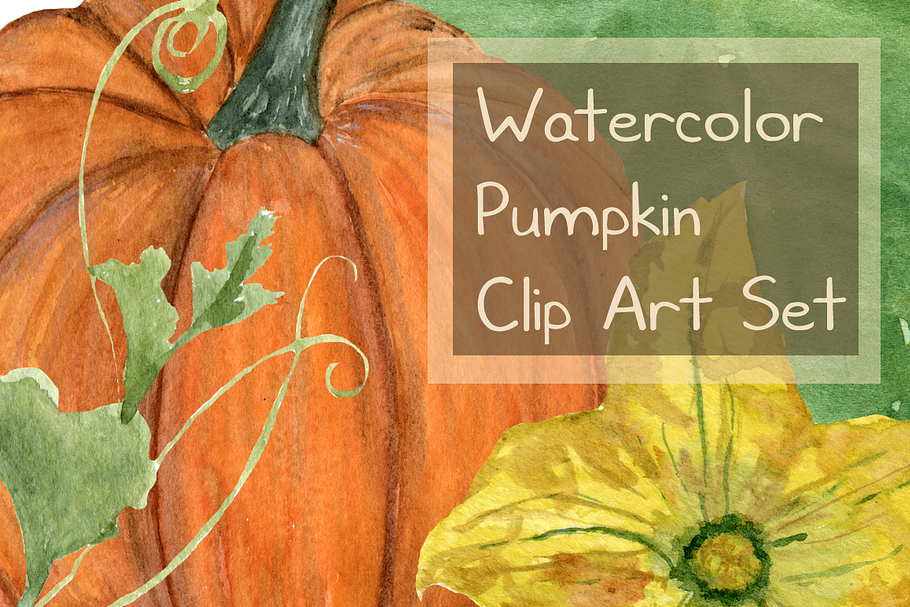 15 Watercolor Pumpkin Clip Art Set in Illustrations - product preview 8
