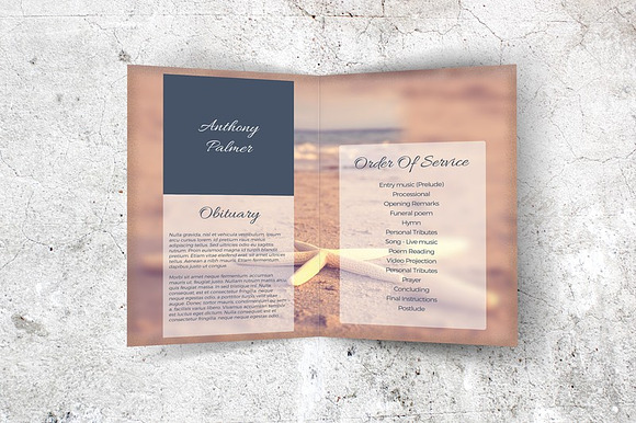 Starfish Funeral Program Template in Brochure Templates - product preview 1