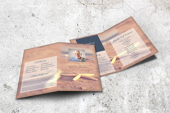 Starfish Funeral Program Template in Brochure Templates - product preview 2