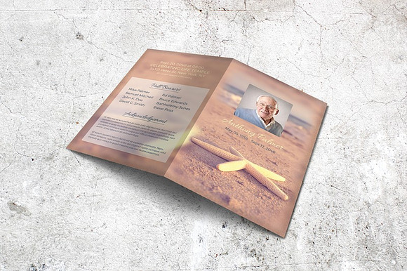 Starfish Funeral Program Template in Brochure Templates - product preview 3