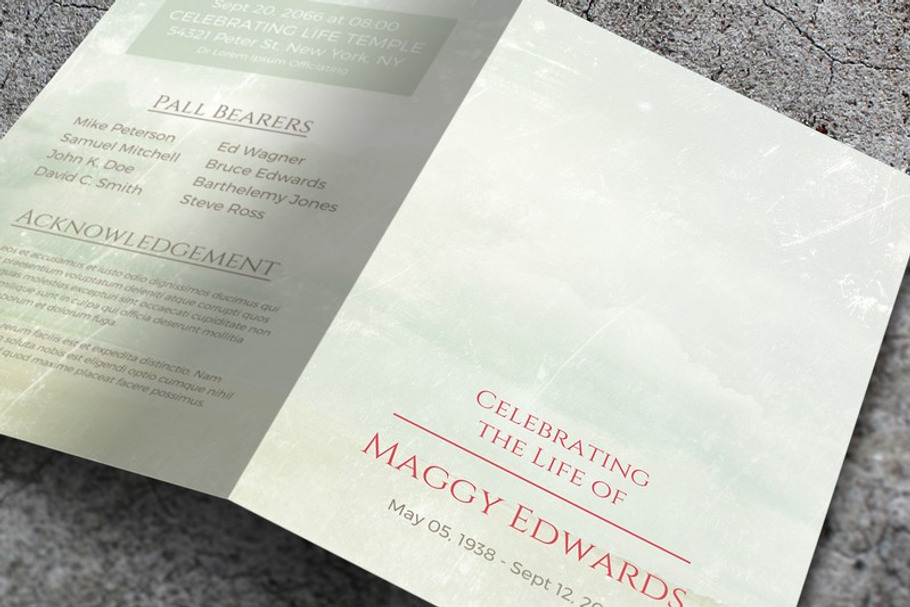 Softness Funeral Program Template in Brochure Templates - product preview 8
