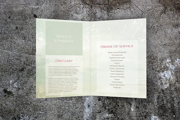 Softness Funeral Program Template in Brochure Templates - product preview 1