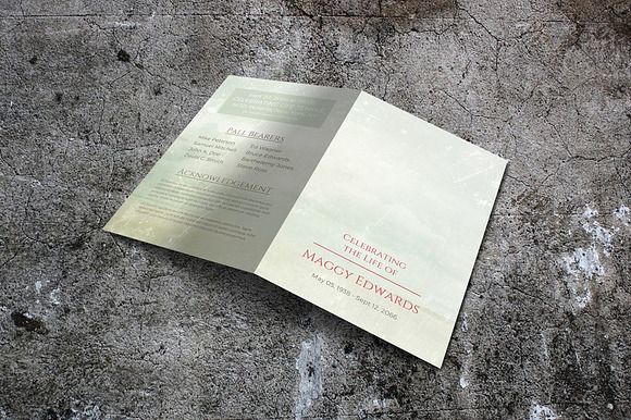 Softness Funeral Program Template in Brochure Templates - product preview 3