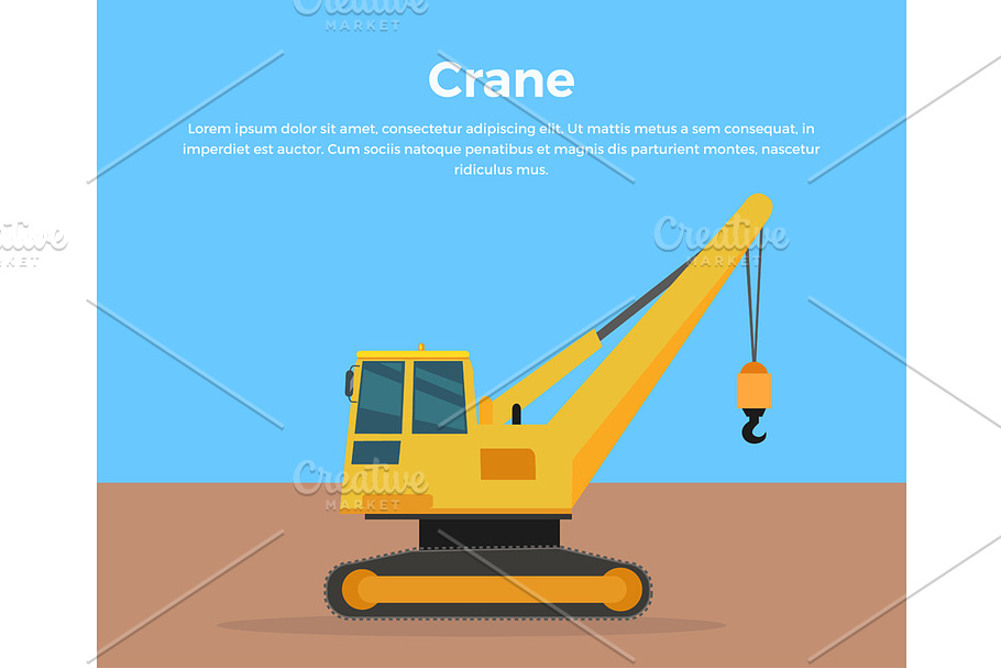 Caterpillar Crane Banner in Illustrations - product preview 8