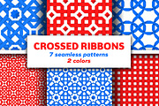 Crossed ribbons. Seamless patterns