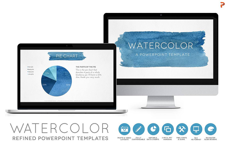 Watercolor Powerpoint Template in PowerPoint Templates - product preview 8
