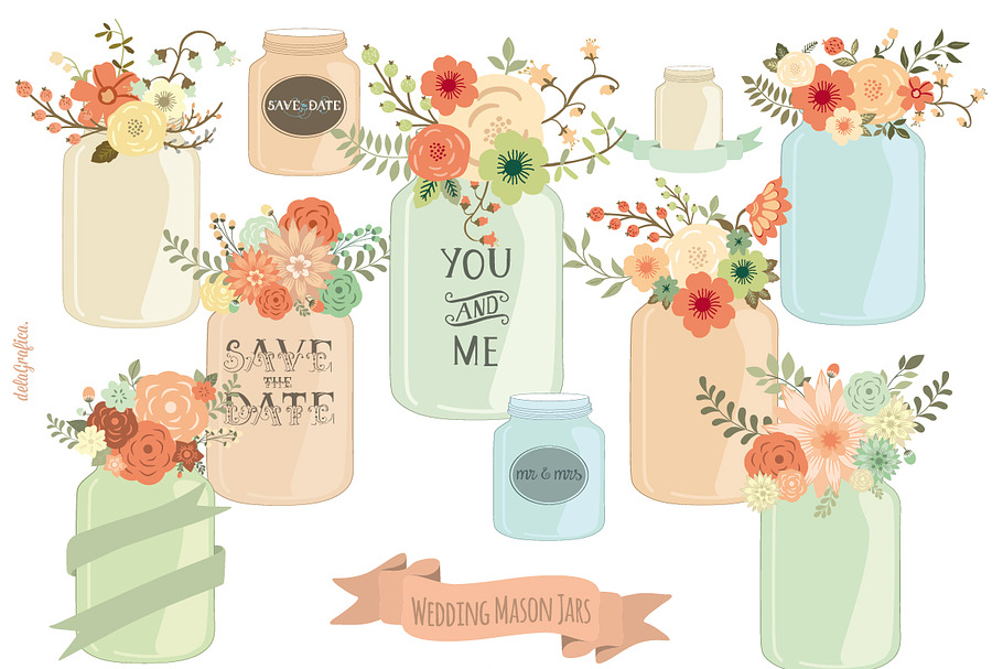 Wedding Mason Jars in Illustrations - product preview 8