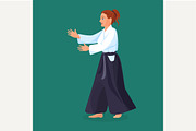 Woman is practicing aikido