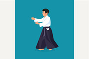 Man is practicing aikido