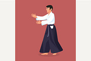 Man is practicing aikido