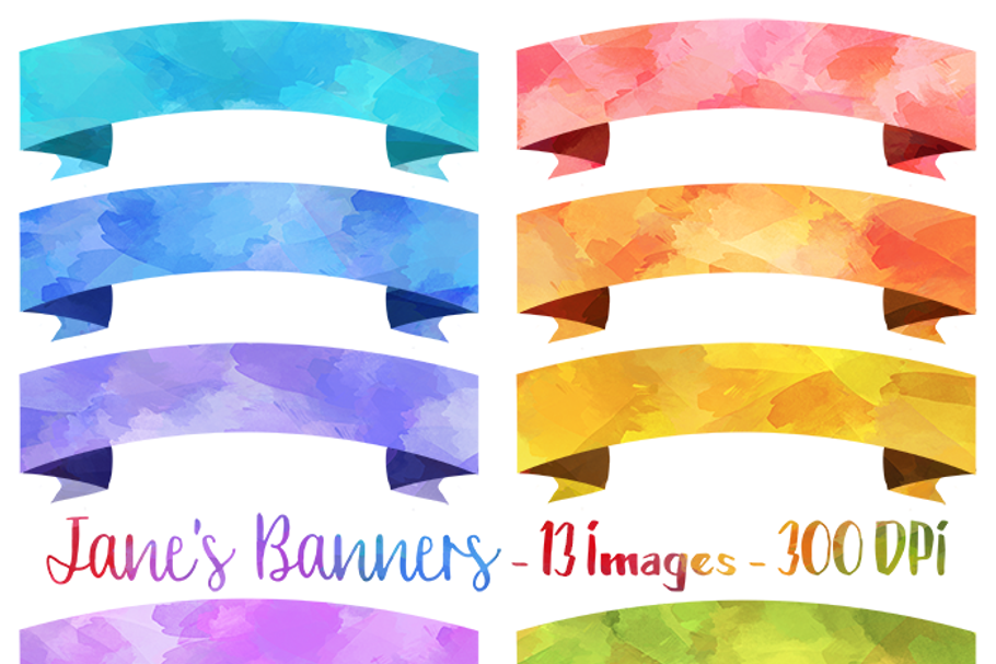 Watercolor Banners Clipart