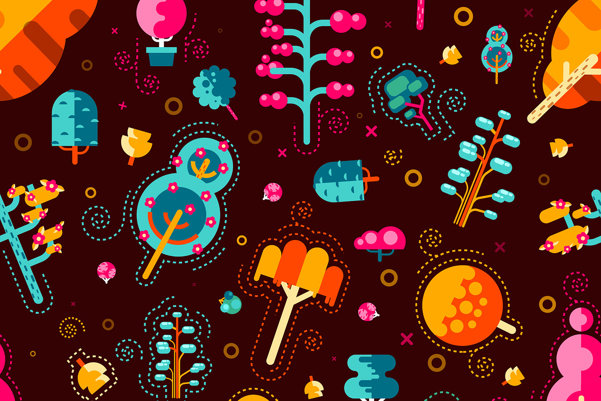 Vector seamless pattern with trees in Patterns - product preview 8