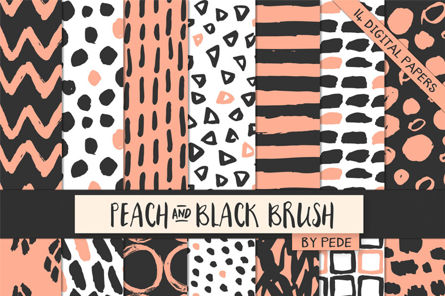 Peach and black brush patterns