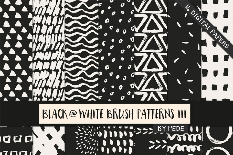 Black and white brush patterns III