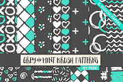 Grey and mint brush patterns