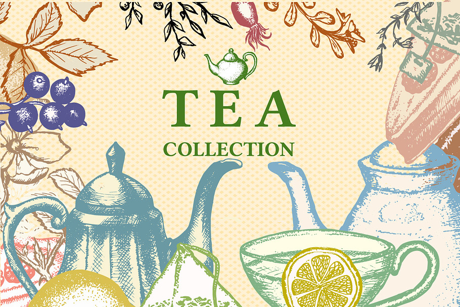 Tea hand drawn collection in Graphics - product preview 8