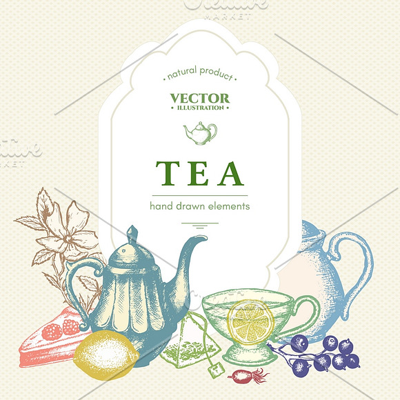 Tea hand drawn collection in Graphics - product preview 1
