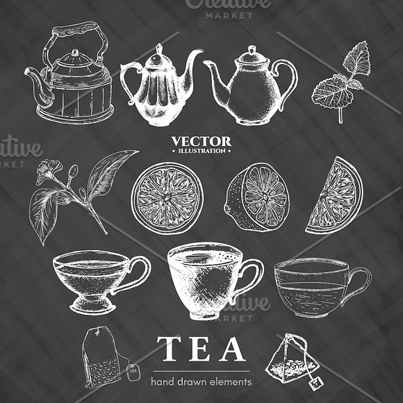 Tea hand drawn collection in Graphics - product preview 2
