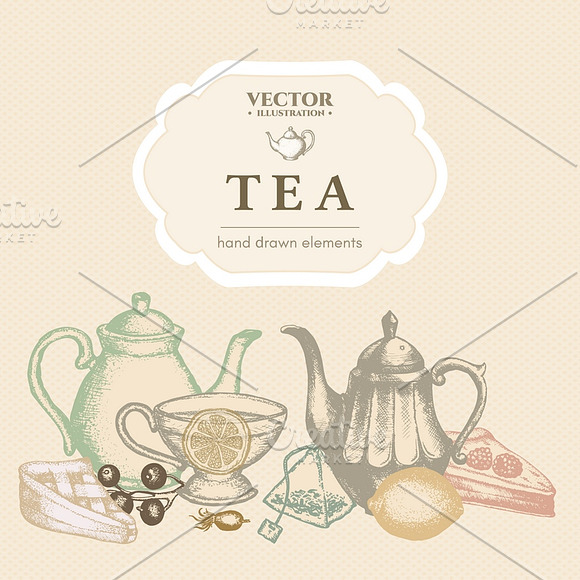 Tea hand drawn collection in Graphics - product preview 3
