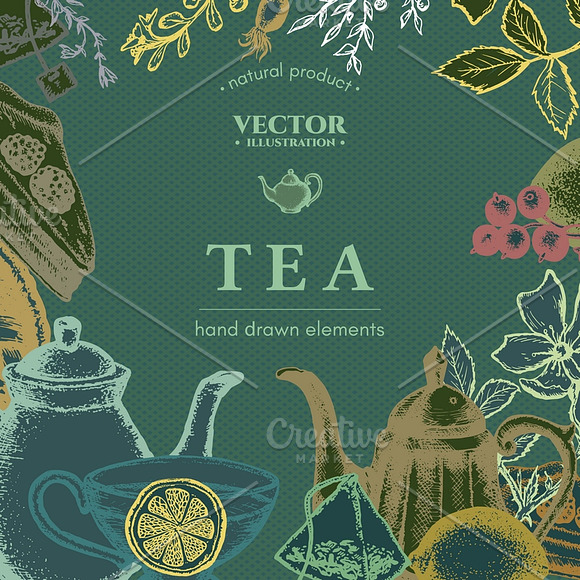 Tea hand drawn collection in Graphics - product preview 5