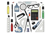 Set of stationery tools. Vector