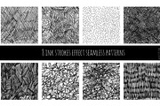 Set of 8 ink strokes effect patterns