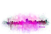 Rome Cityscape Watercolor Skyline 
