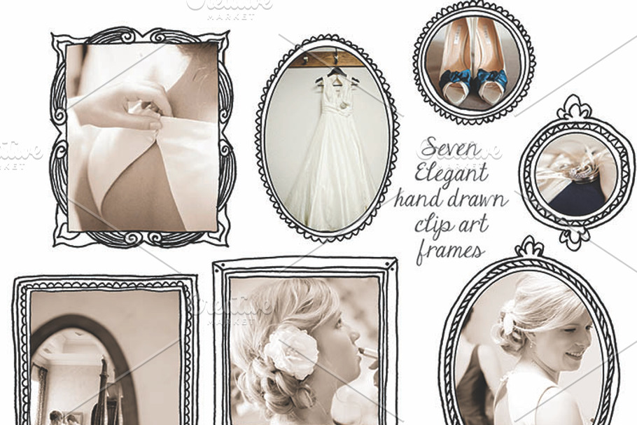 Elegant Hand Drawn Doodle Frames in Illustrations - product preview 8