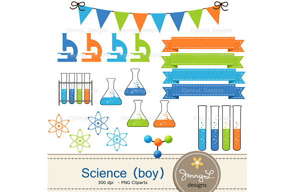 Science Boy Digital Papers Cliparts in Patterns - product preview 1