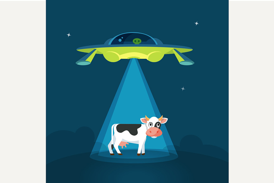 Aliens spaceship abducts the cow