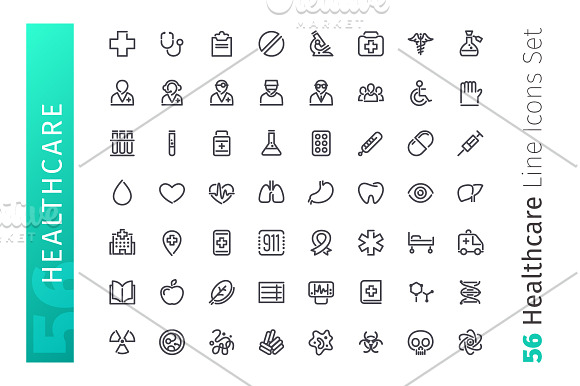 Healthcare Line Icons Set in Science Icons - product preview 1