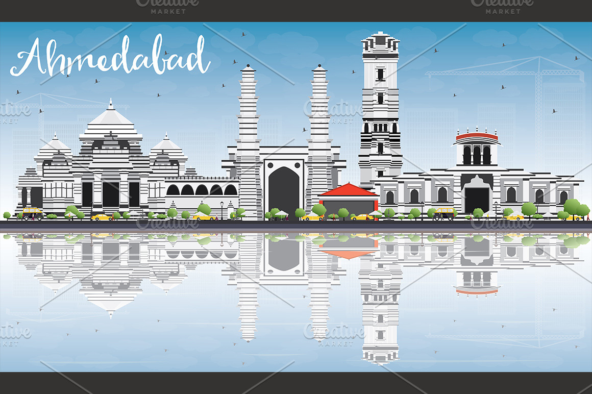 Ahmedabad Skyline | Custom-Designed Illustrations ~ Creative Market