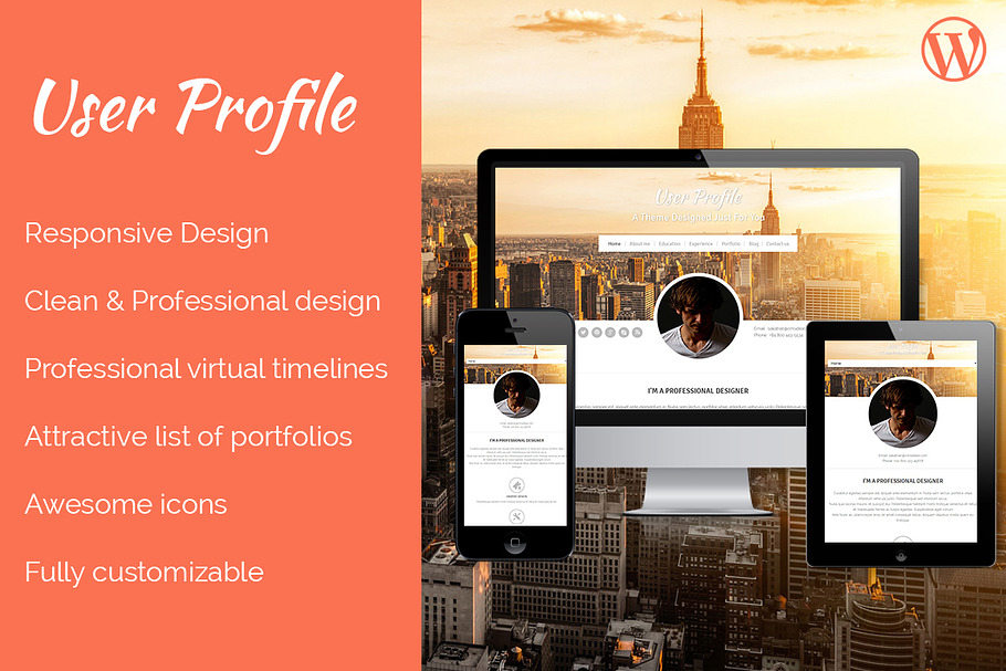 Profile WordPress Theme in WordPress Portfolio Themes - product preview 8
