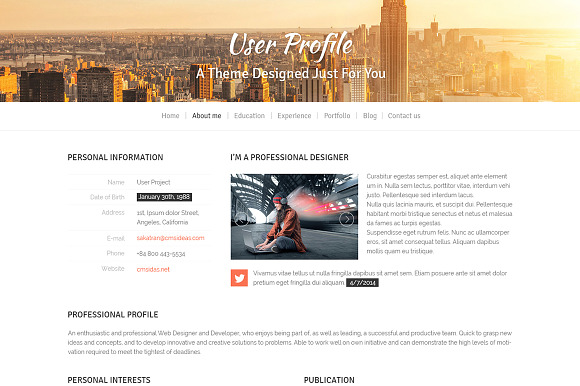 Profile WordPress Theme in WordPress Portfolio Themes - product preview 2
