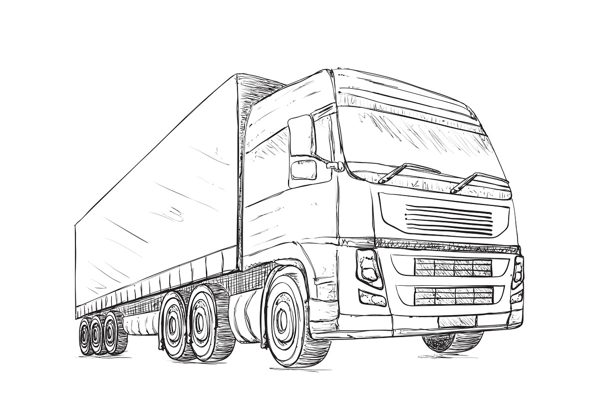 Hand drawn truck in Illustrations - product preview 8