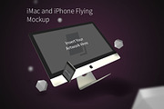 iMac and iPhone Flying Mockup