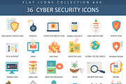 36 Cyber security flat icons set