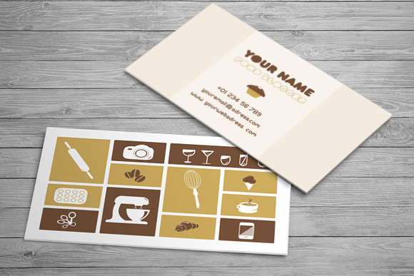 3 Food Blogger Business Cards Temp. in Business Card Templates - product preview 6