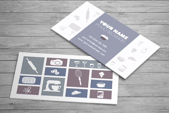 3 Food Blogger Business Cards Temp. in Business Card Templates - product preview 8