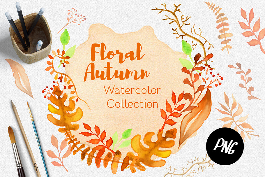 Fall Watercolor clipart Autumn in Illustrations - product preview 8