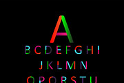 Flat font colored, vector