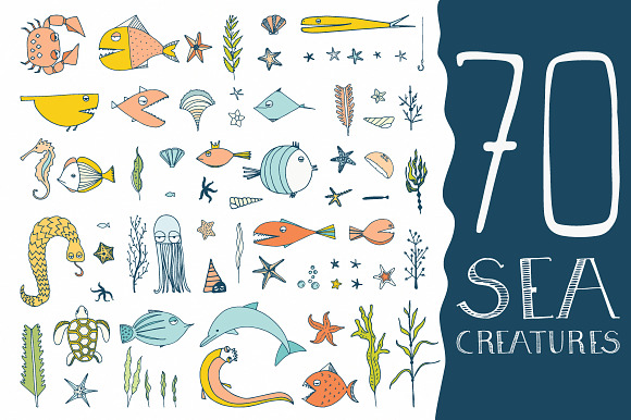 70 Hand Drawn Sea Creatures in Illustrations - product preview 4